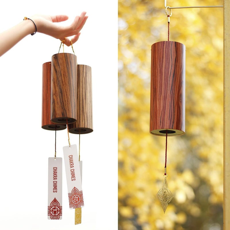 Mowind Chakra Chimes Natural Bamboo Wind Chimes Meditation Chord Windchime Wind Bell for Home Decoration Zen Mindfulness Root Chakra - Image 1